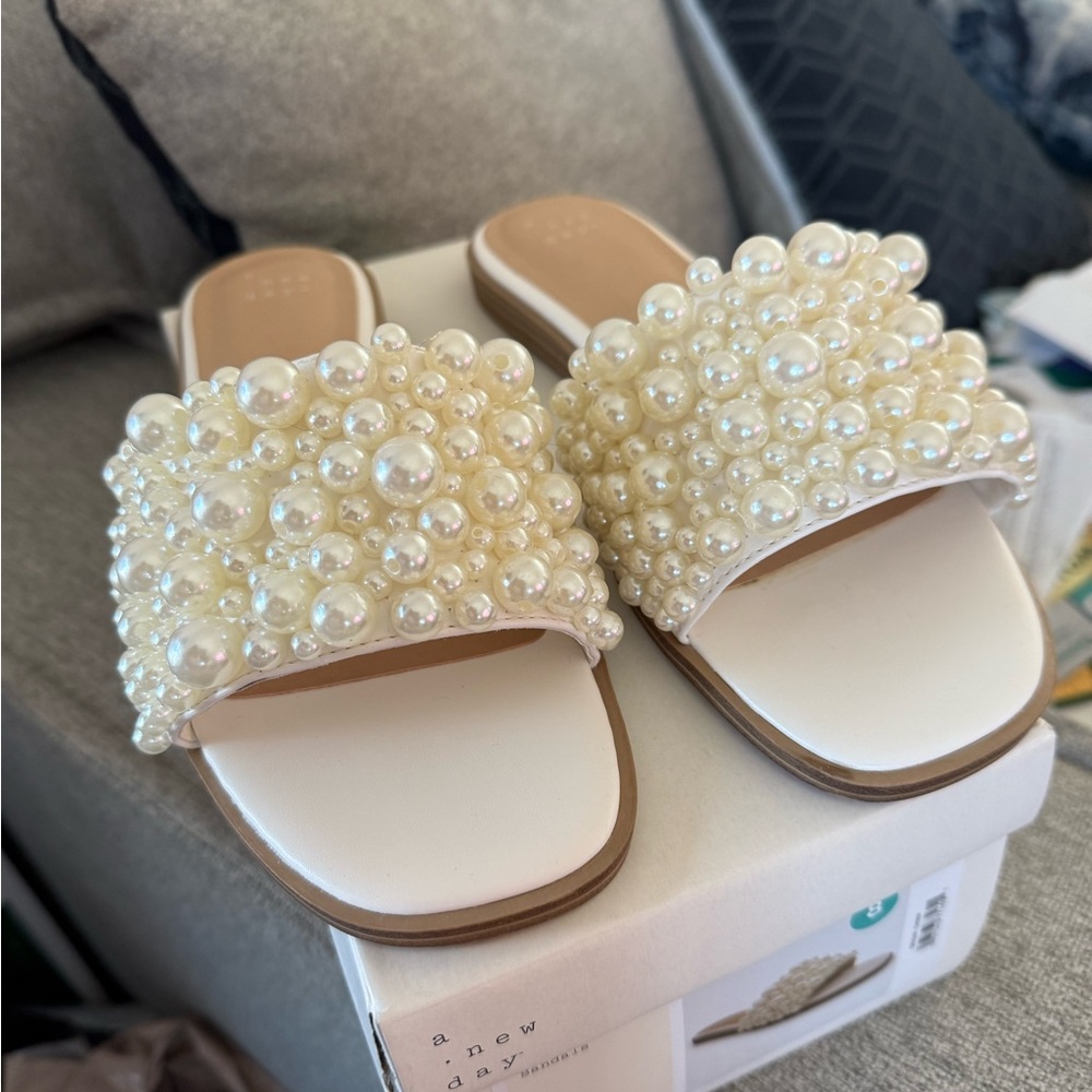 A New Day Jasmine Pearl Slide Sandals size 8 - Picture 2 of 6
